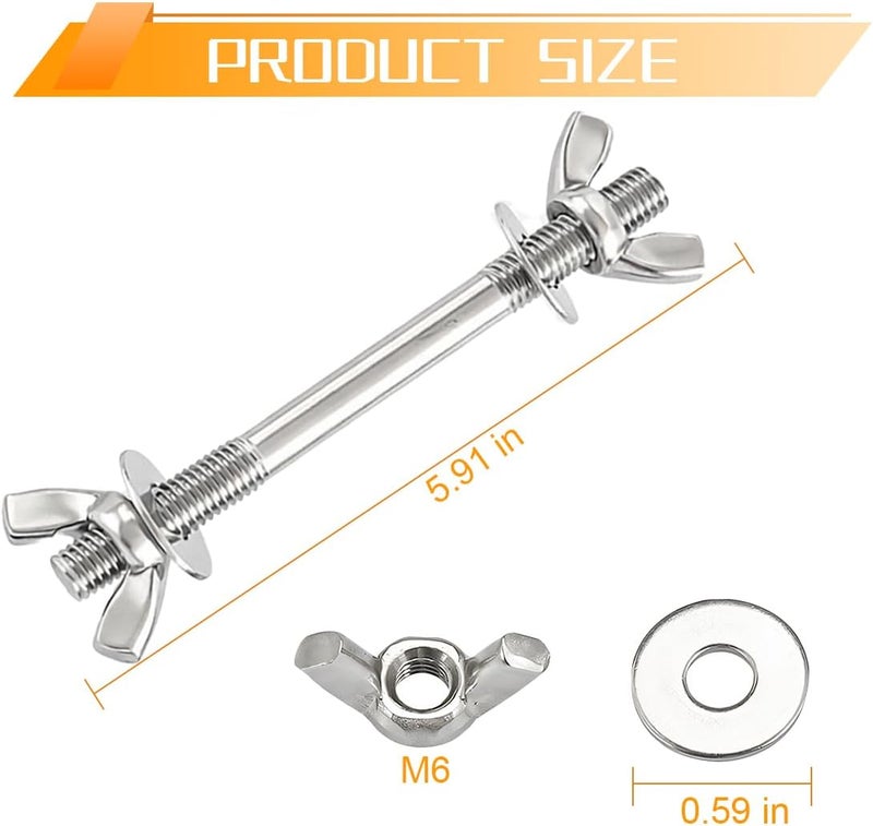 Sandfren 2PCS Car Air Cleaner Stud Kit, Stainless Steel Vehicle Air Cleaning Mounting Bolt, Performance Automotive Carburetor Stud Wing Nut Adapter Set Accessories, Universal Fit (5.91 x 0.20 inches) - Image 2